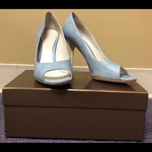 Gucci Light Blue Peep Toe Heels